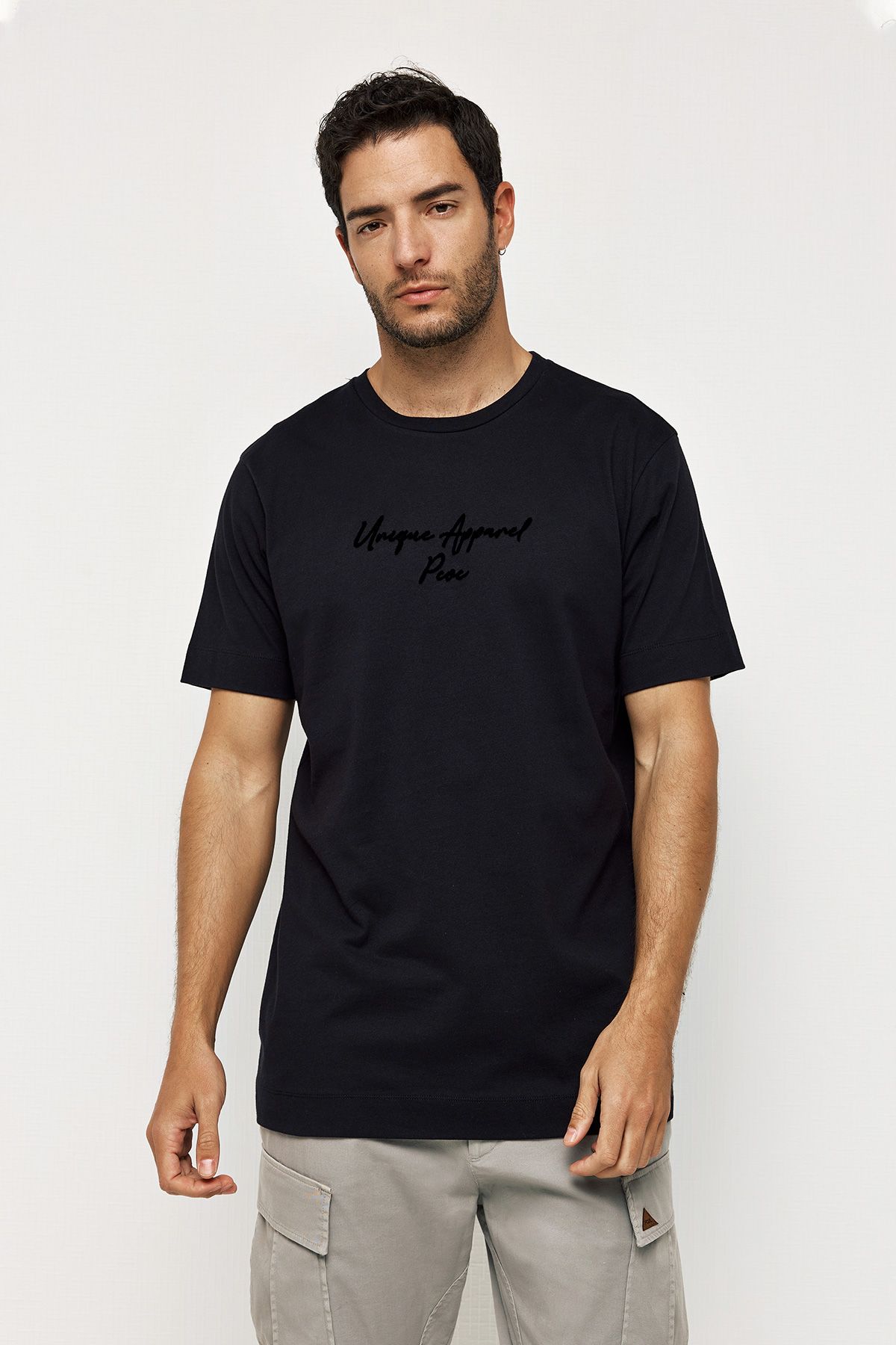 Βαμβακερό T-Shirt με Κέντημα Εμπρός στο Στήθος