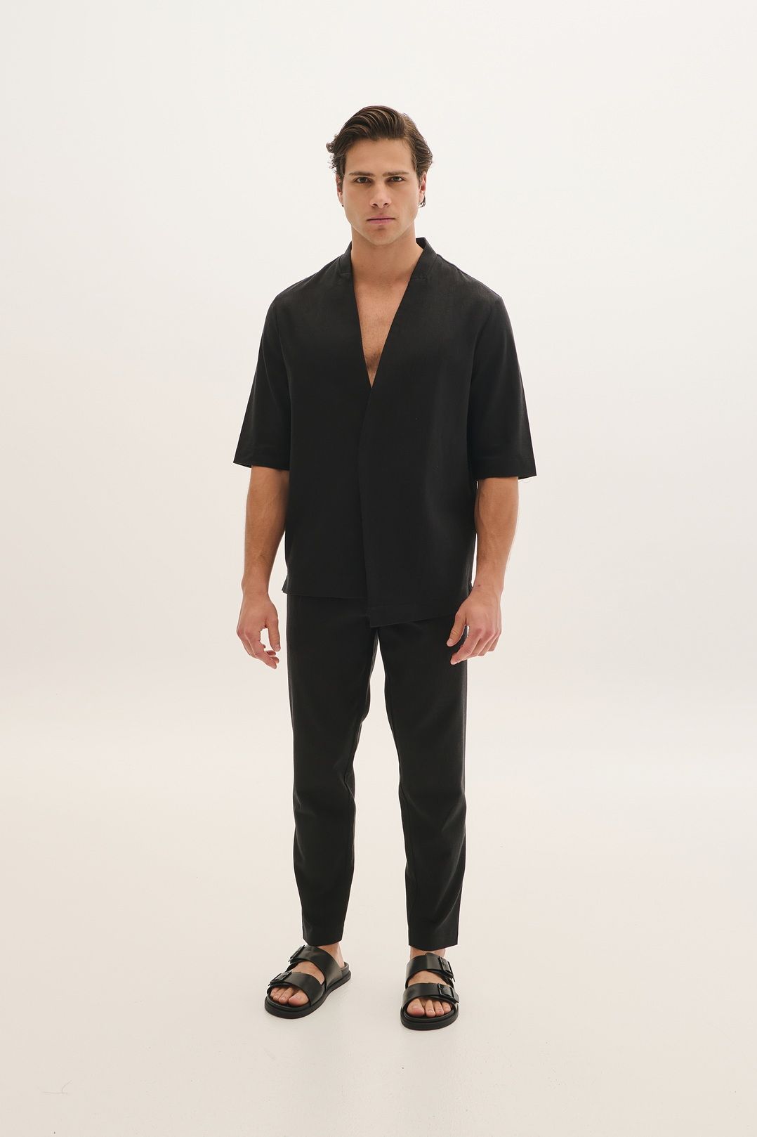 Λινή Ζακέτα-Σακάκι με Ιδιαίτερο Γιακά