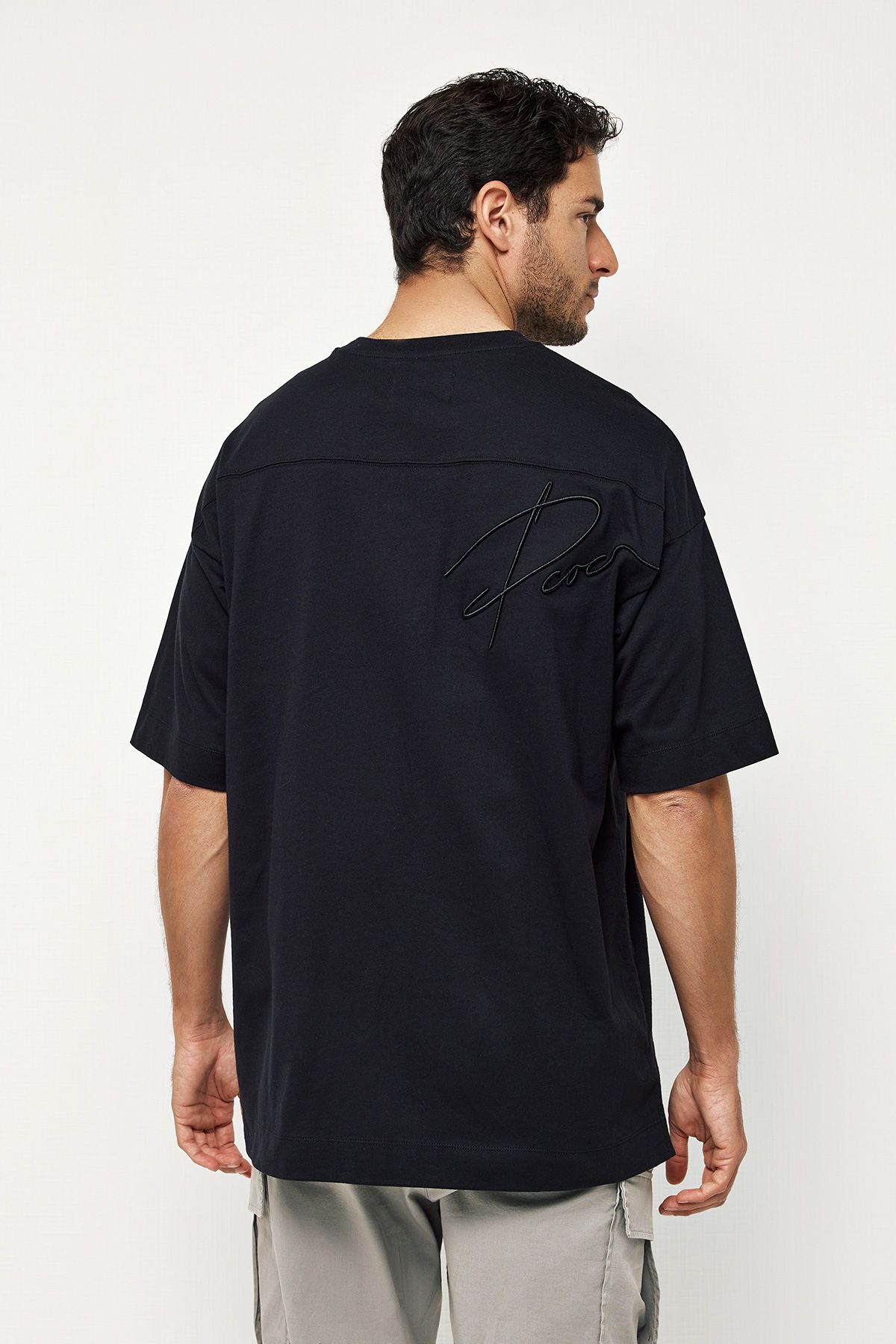 Βαμβακερό T-Shirt με Κέντημα στην Πλάτη