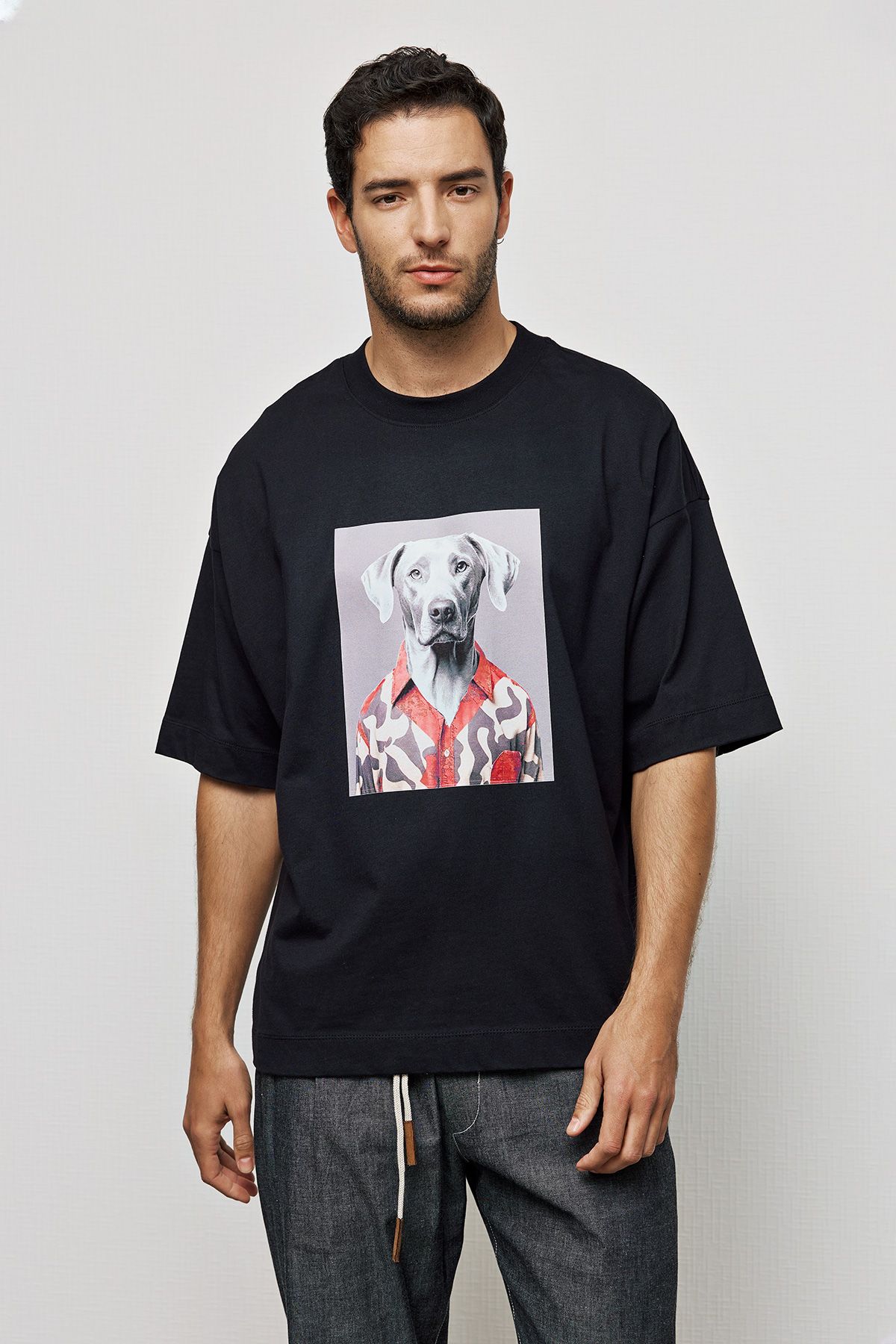 Βαμβακερό T-Shirt με Τύπωμα Σκύλος