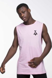 Pink sleeveless t-shirt with P/COC logo