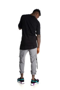 Long asymmetric t-shirt with tapes