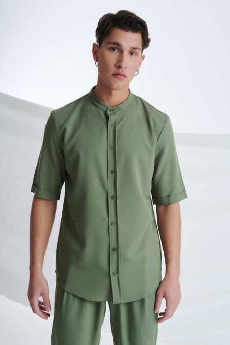 Κοντομάνικο Πουκάμισο με Μάο Γιακά