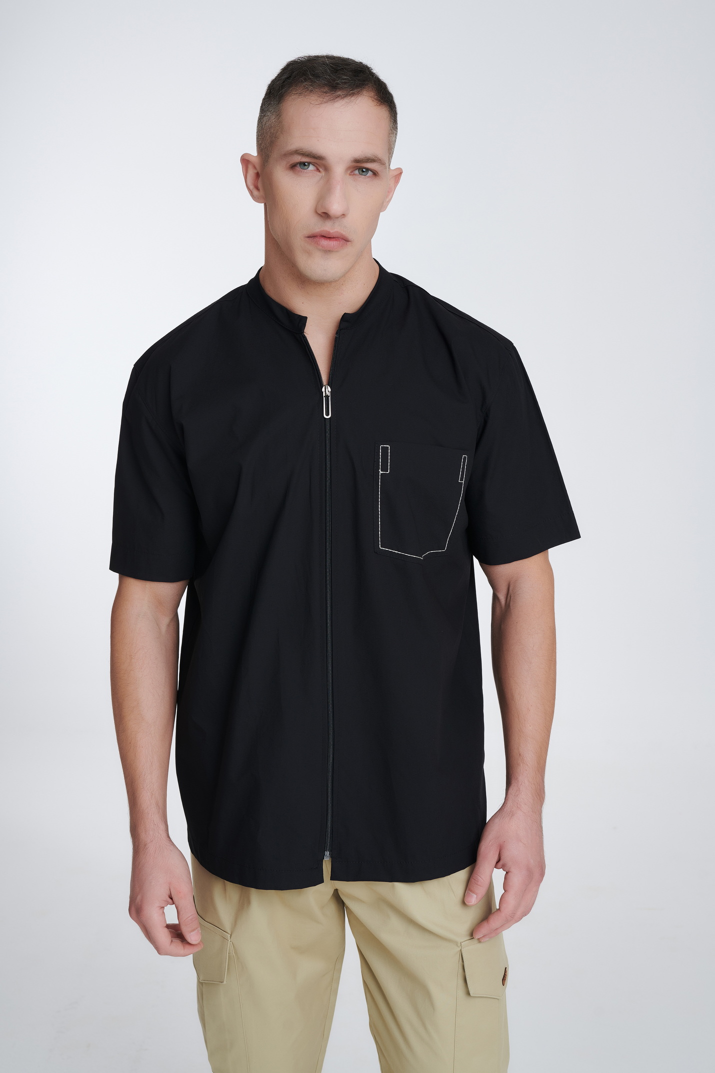 Κοντομάνικο Πουκάμισο με Κλείσιμο Μπροστά με Φερμουάρ