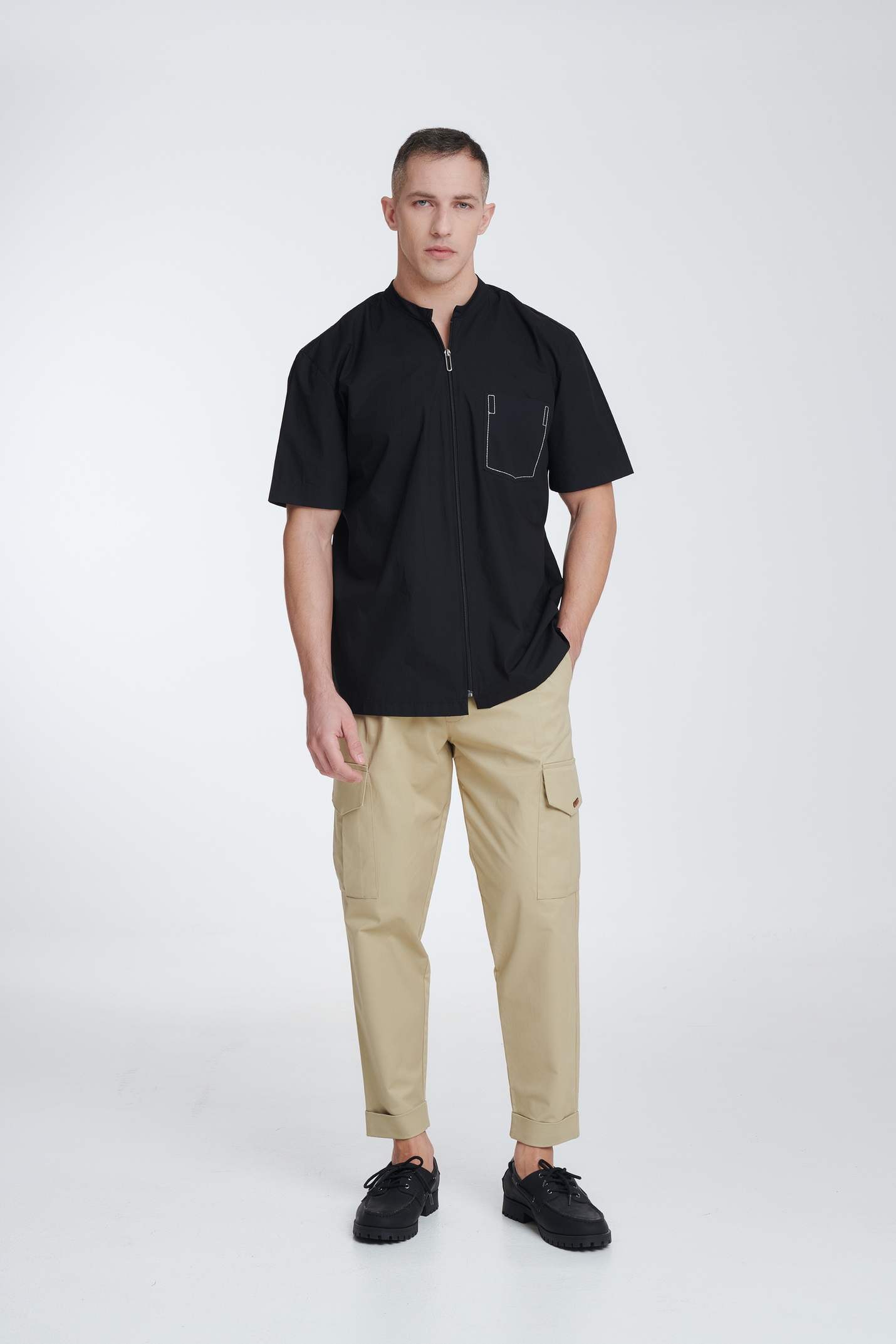 Κοντομάνικο Πουκάμισο με Κλείσιμο Μπροστά με Φερμουάρ