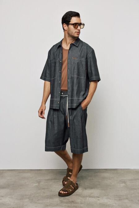 Denim Βερμούδα με Πιέτες