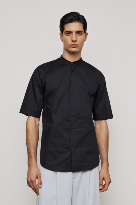 Κοντομάνικο Μάο Πουκάμισο με Ρεβέρ στο Μανίκι