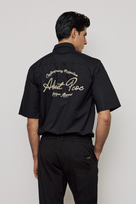 Κοντομάνικο Πουκάμισο με Γιακά και Κέντημα