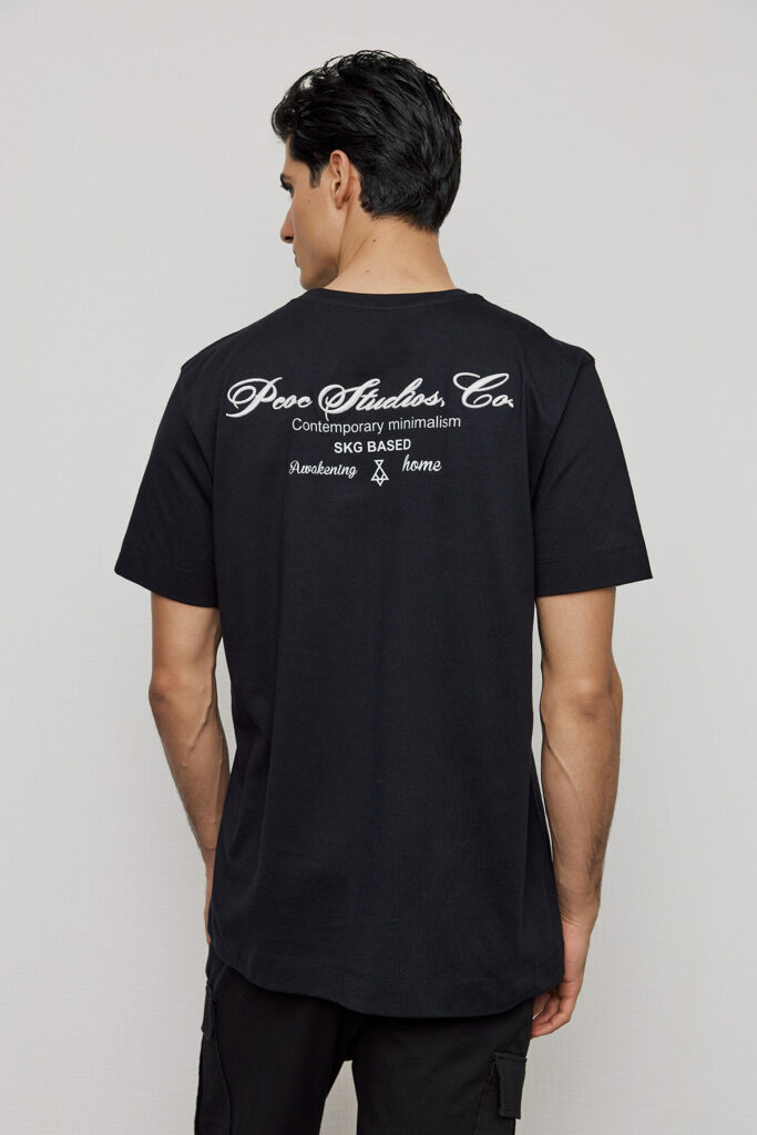 Βαμβακερό T-Shirt με Κέντημα στην Πλάτη