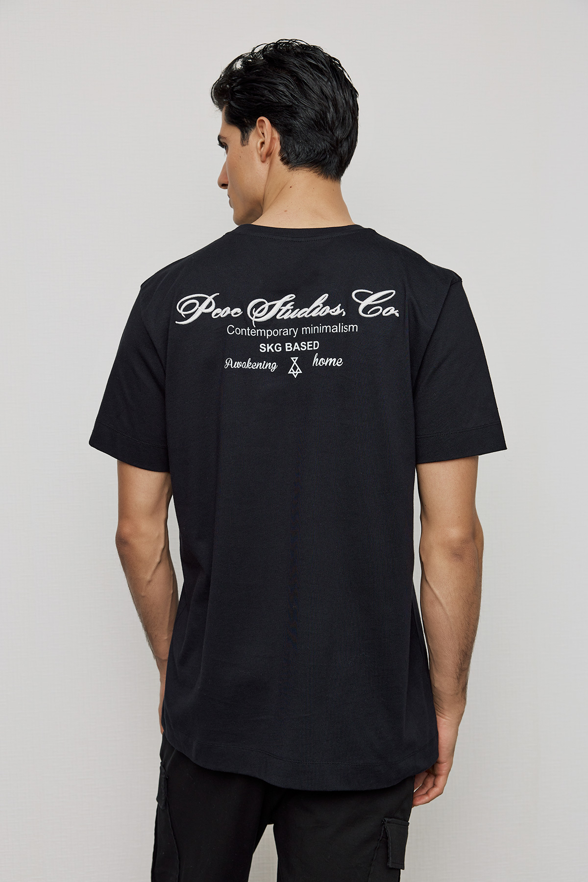 Βαμβακερό T-Shirt με Κέντημα στην Πλάτη