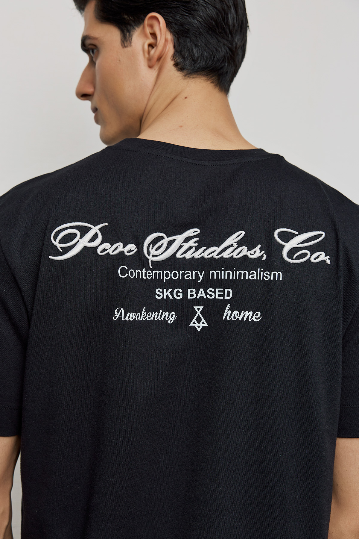 Βαμβακερό T-Shirt με Κέντημα στην Πλάτη