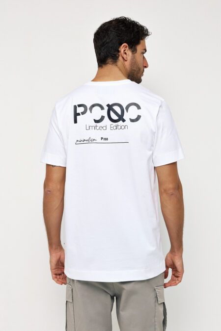 Βαμβαερό T-Shirt με Τύπωμα Εμπρός και Πίσω