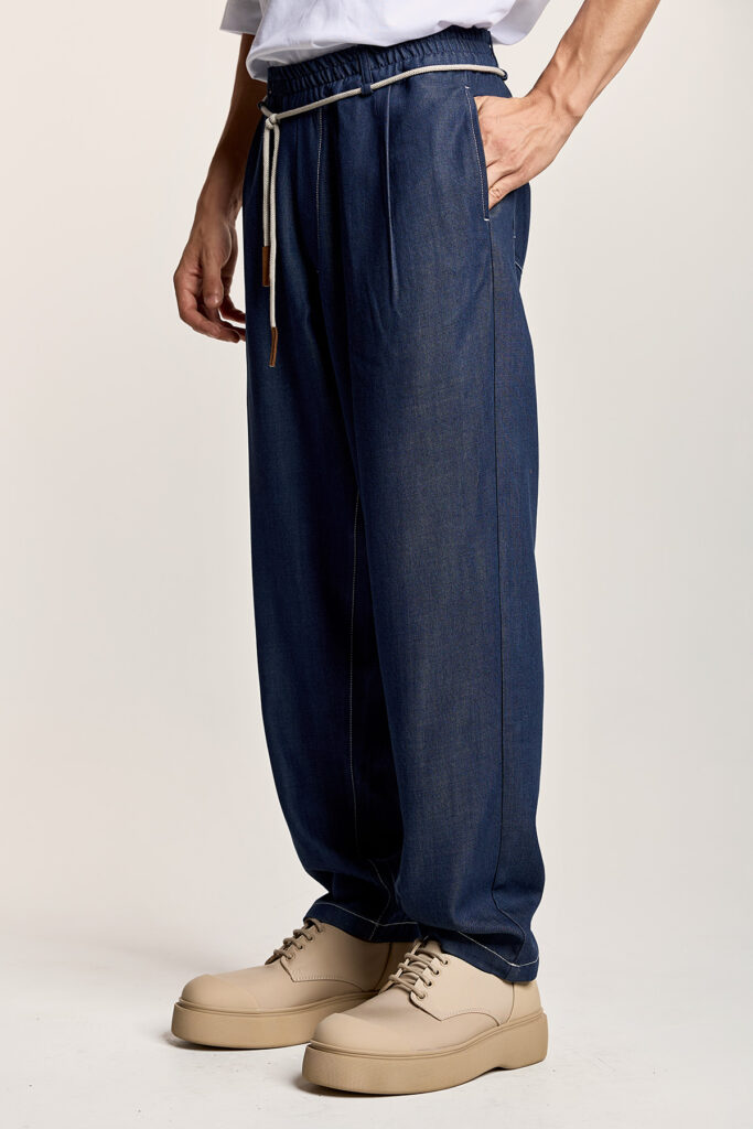 Denim Παντελόνι με Κορδόνι στην Μέση