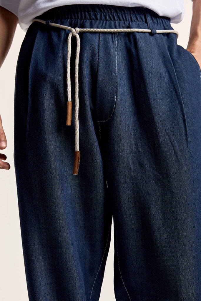 Denim Παντελόνι με Κορδόνι στην Μέση