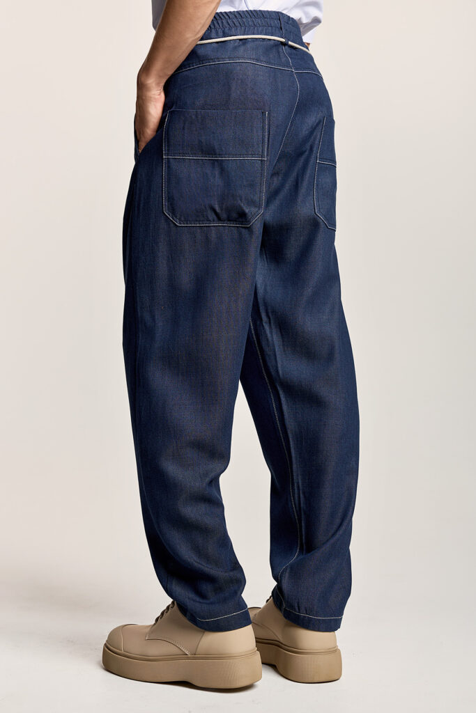 Denim Παντελόνι με Κορδόνι στην Μέση