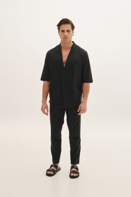 Λινή Ζακέτα-Σακάκι με Ιδιαίτερο Γιακά