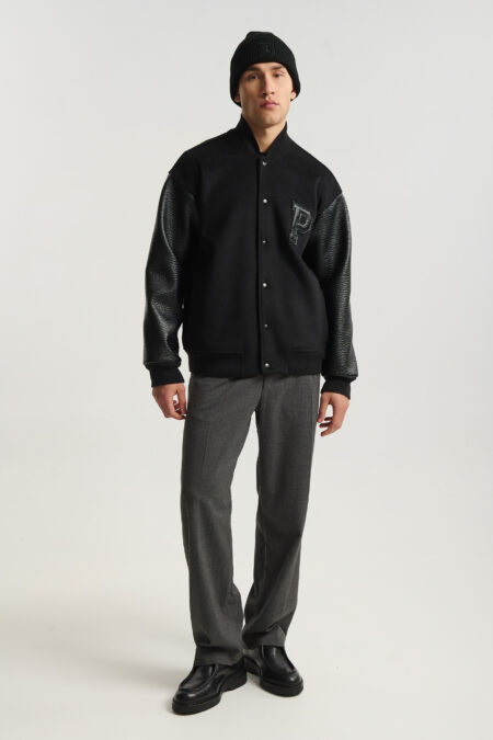 Bomber Jacket με Δερματίνη Μανίκια