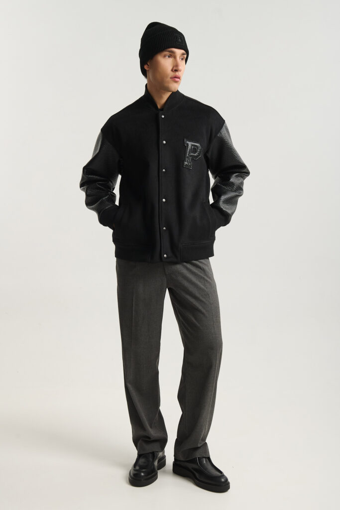 Bomber Jacket με Δερματίνη Μανίκια