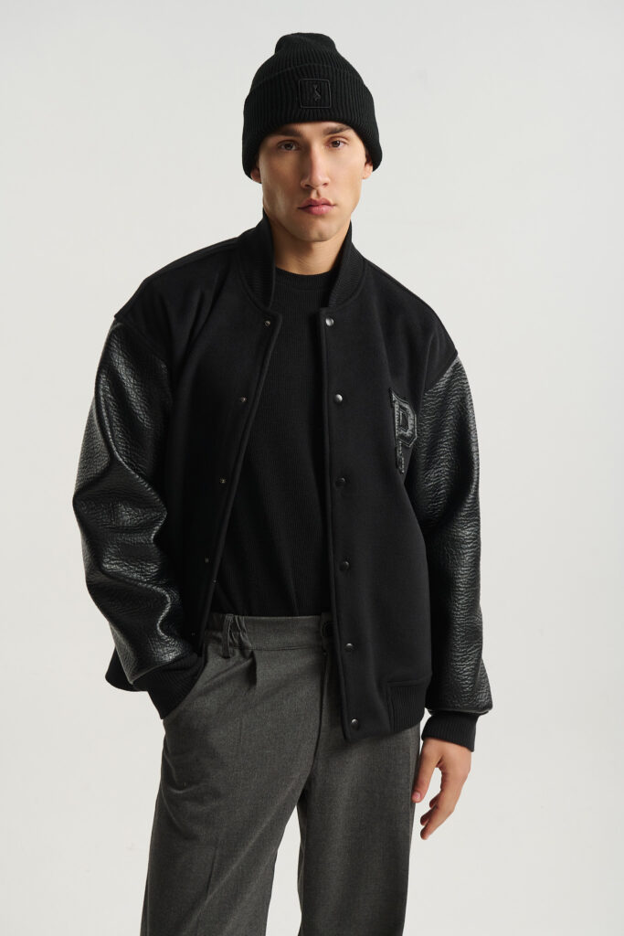 Bomber Jacket με Δερματίνη Μανίκια