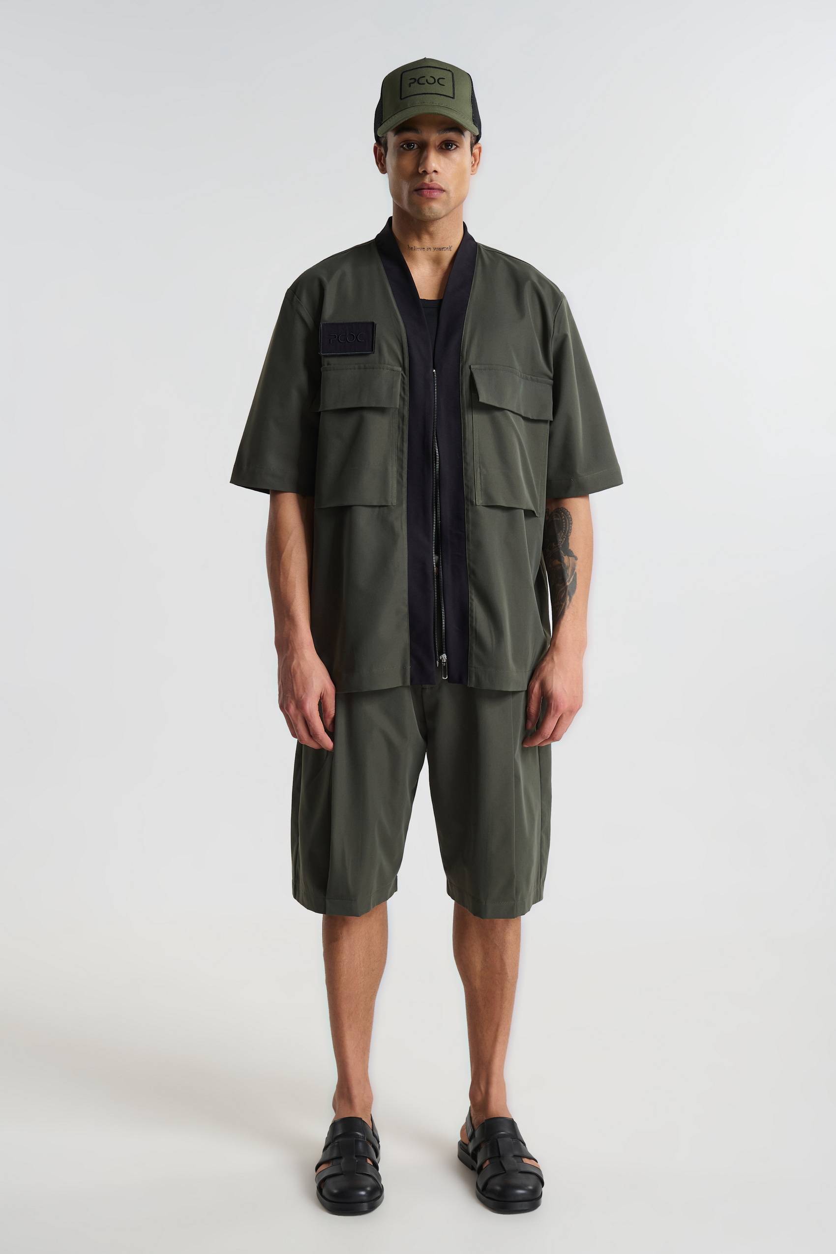 Κοντομάνικο Πουκάμισο με Φερμουάρ και Τσέπες