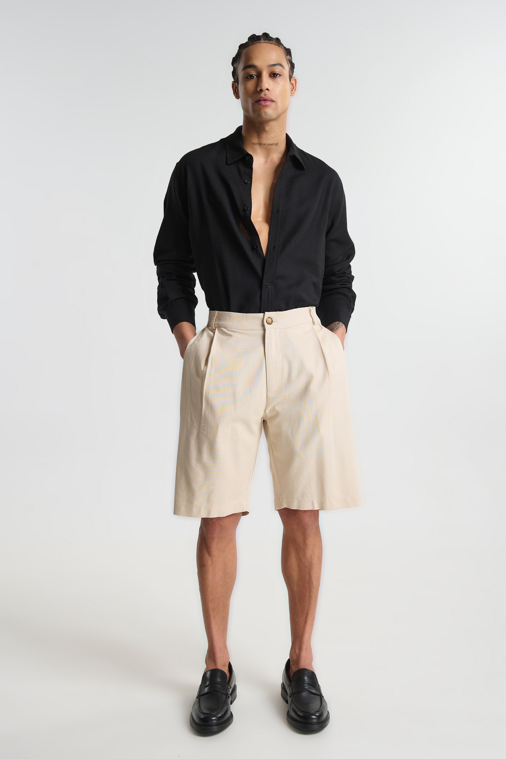 Φαρδιά Βερμούδα με Πιέτες