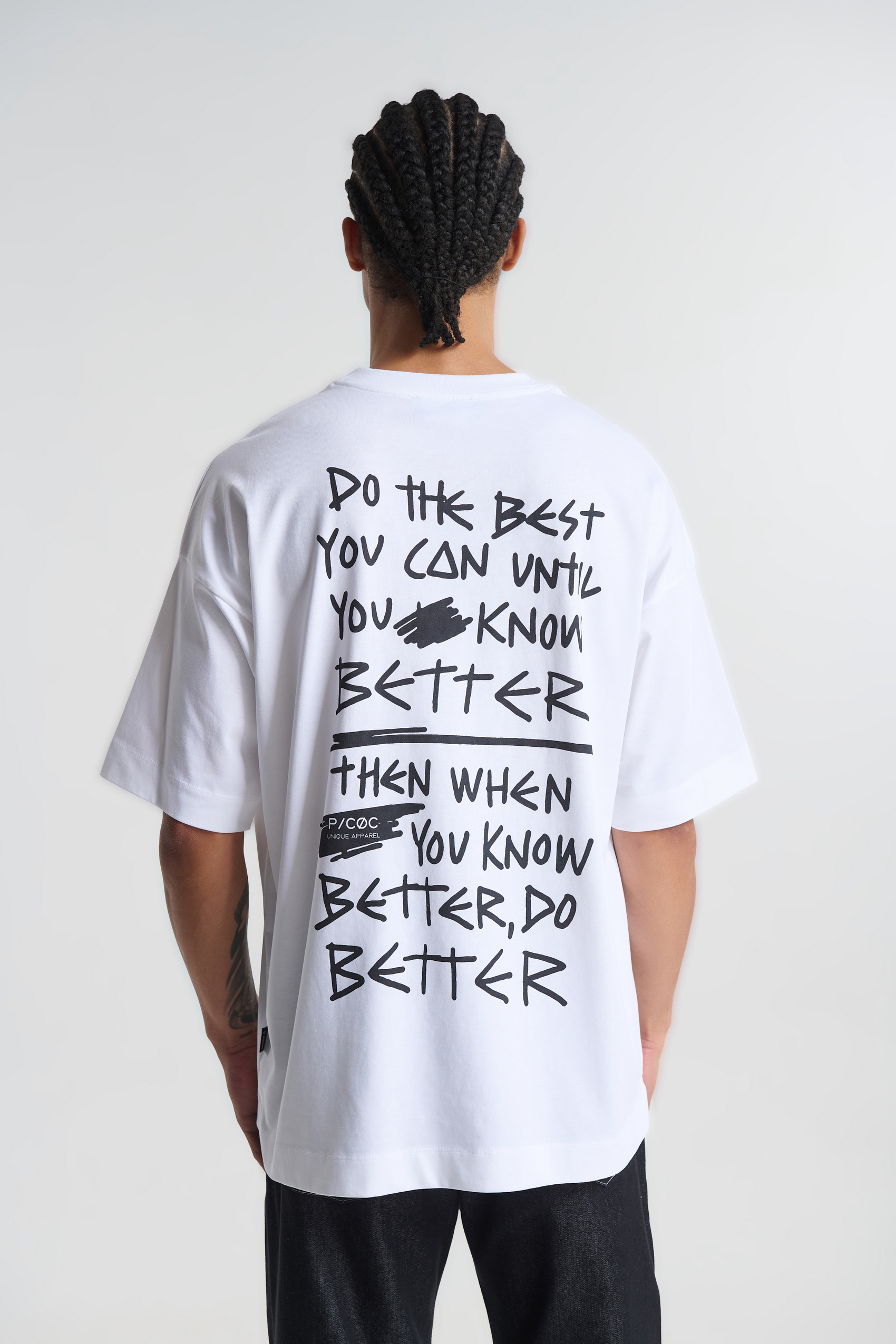 Βαμβακερό T-shirt με Τύπωμα στην Πλάτη “Do Better”