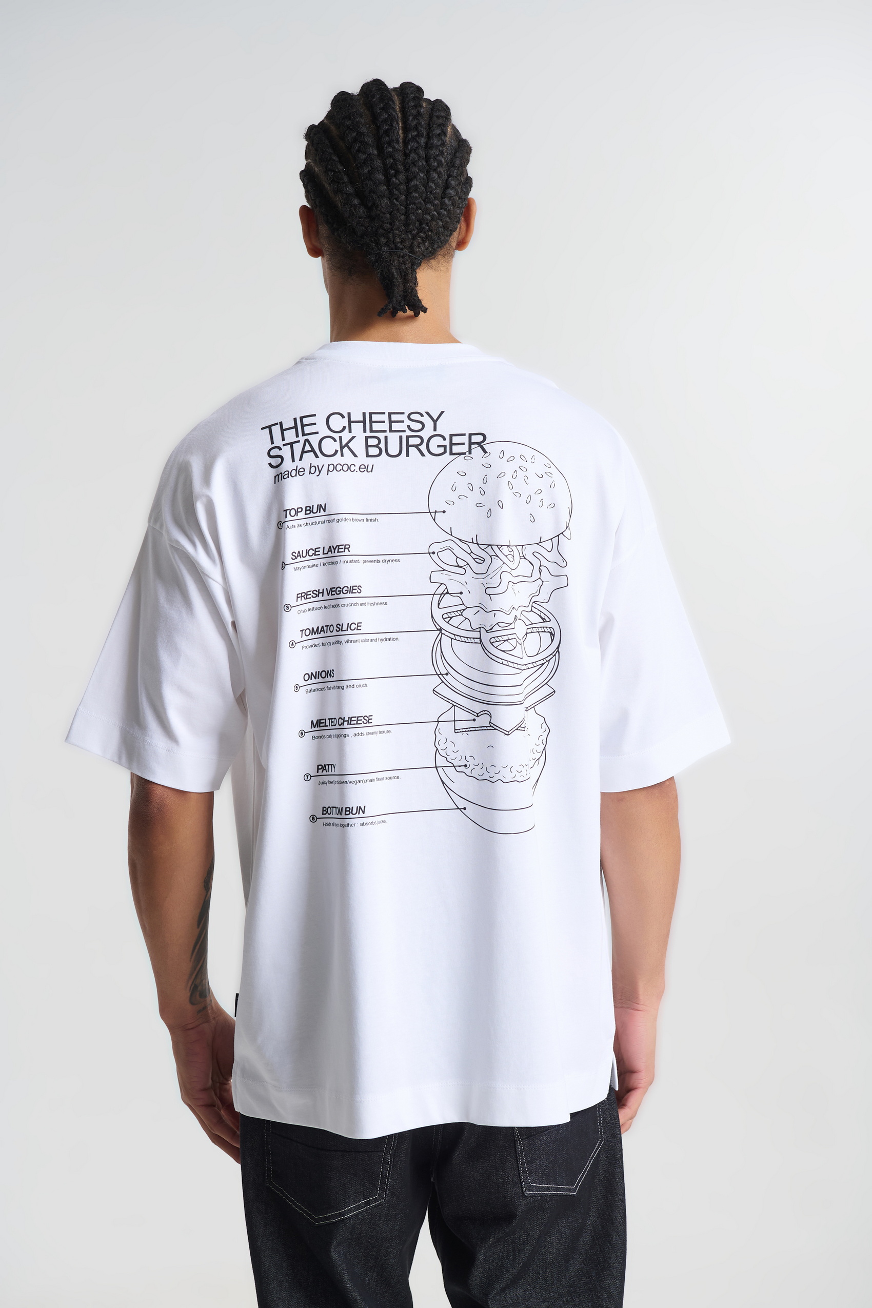 Βαμβακερό  T-shirt με Τύπωμα Πλάτης “Cheesy Stack Burger”