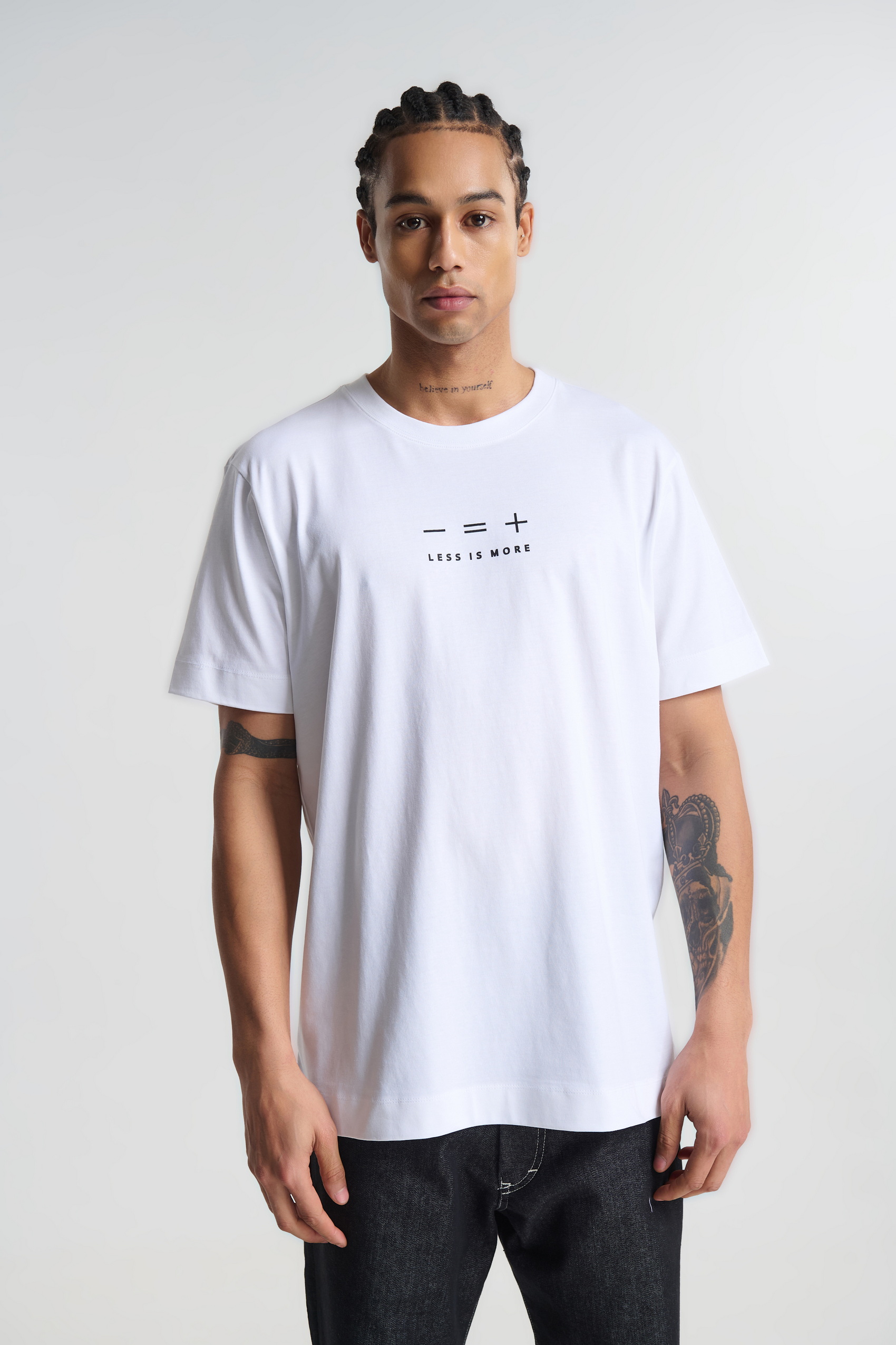 Βαμβακερό T-shirt με Τύπωμα Less is More