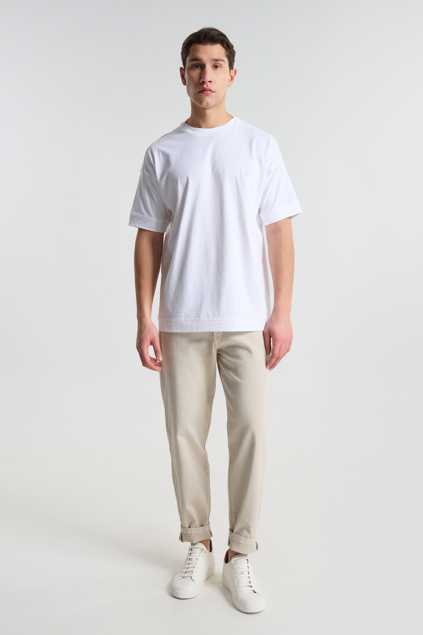 Βαμβακερό T-shirt με Κεντημένο Logo