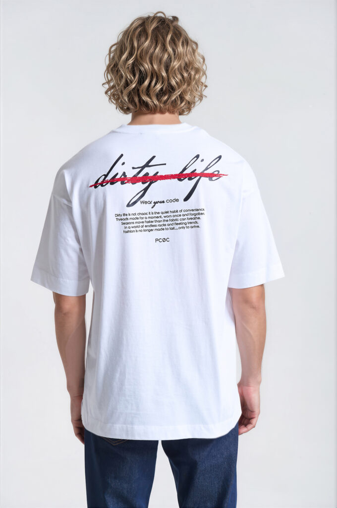 Ανδρικό Oversized T-shirt με Τύπωμα στην Πλάτη