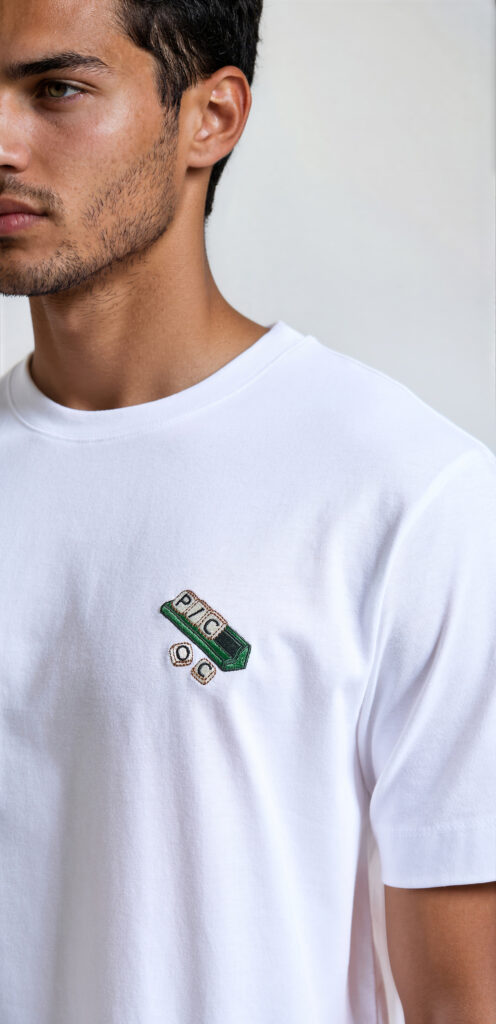 Ανδρικό T-shirt με Κέντημα στο Στήθος